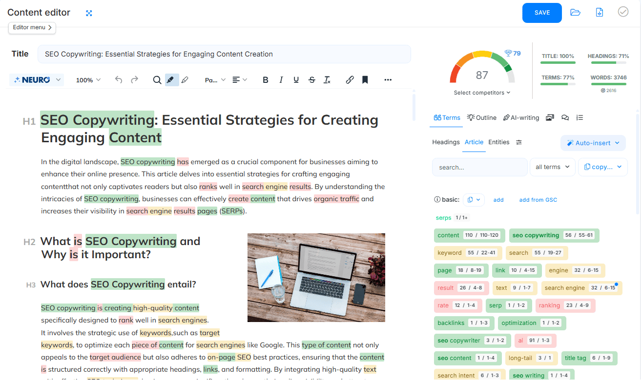 NeuronWriter — SEO-Editor